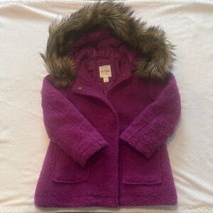 Cat & Jack Purple Kids Puffer Jacket with Faux Fur Hood